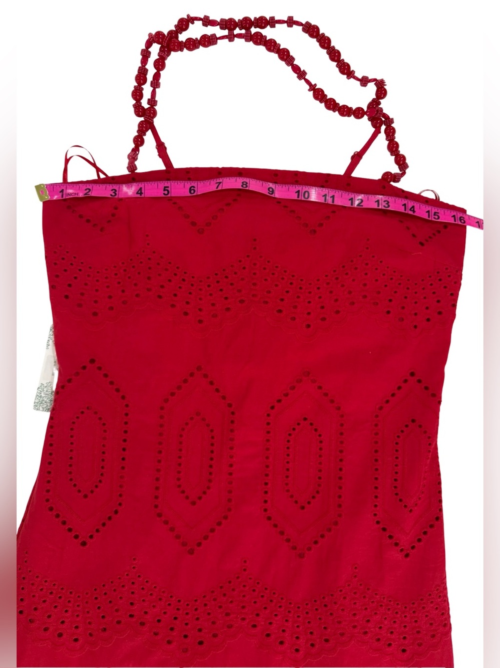 NWT Hyacinth House Red Eyelet Beaded Strap Midi Ibiza Dress Chic Summer Small - Picture 4 of 13